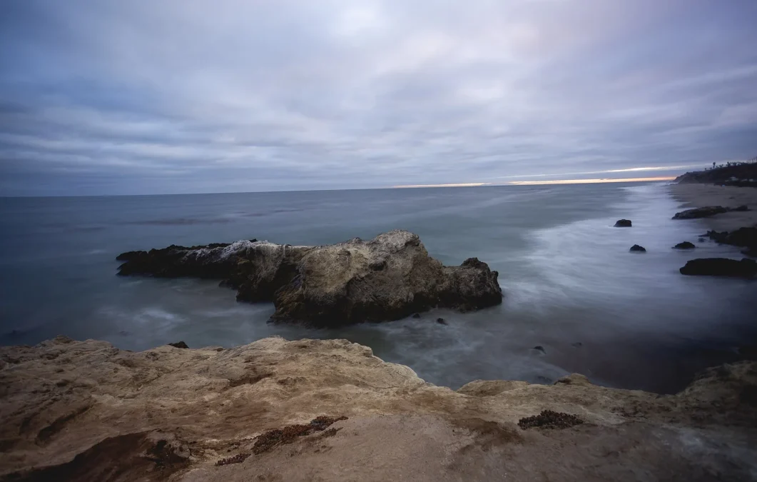 Leo Carrillo State Park 109 Rocky shoreline under a cloudy sky at Leo Carrillo State Park, California