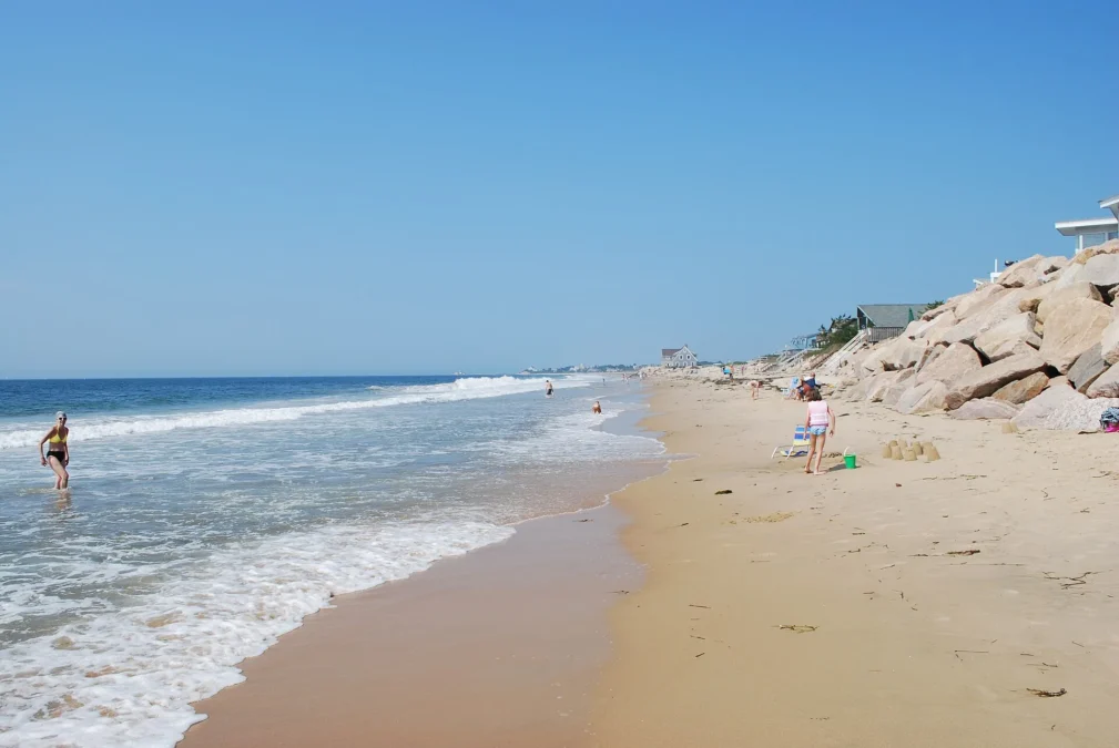 Misquamicut State Beach 6 Waves and sand at the west end of Misquamicut State Beach, Rhode Island