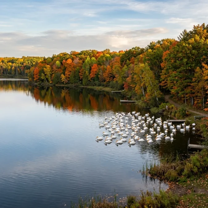 Monson Lake State Park pelicans Minnesota