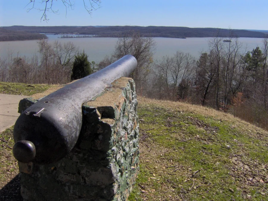 Cannon on Pilot Knob above the Tennessee River at Nathan Bedford Forrest State Park, Tennessee