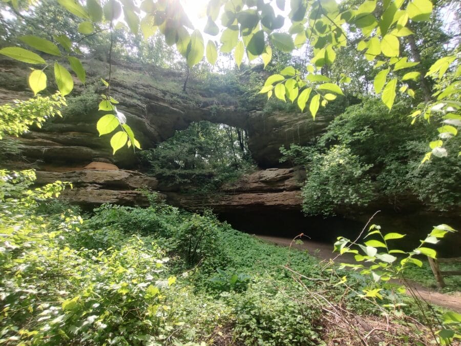 Sandstone natural bridge arch and rockshelter at Natural Bridge State Park, Wisconsin