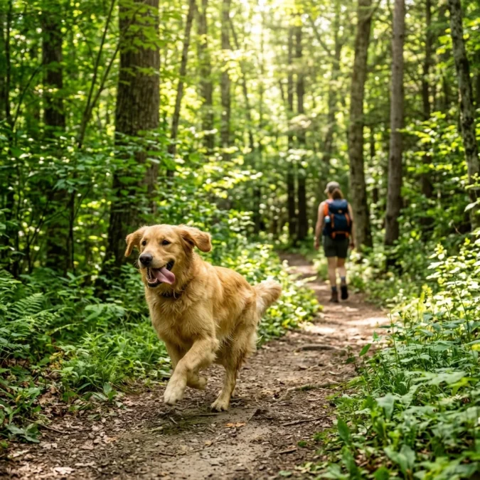 Dog running in state park