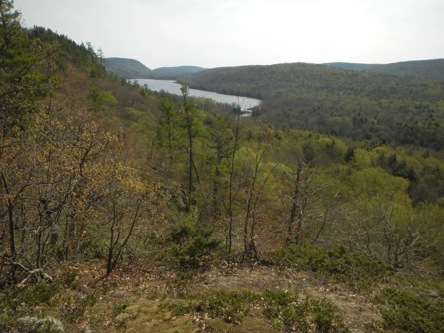 Lake of the Clouds between forested ridges in Porcupine Mountains Wilderness State Park, Michigan
