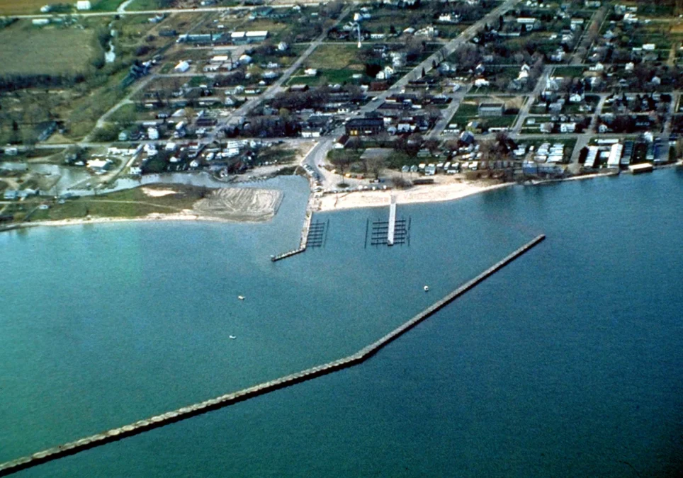 Port Austin State Harbor 37 Aerial view of Port Austin and its harbor on Lake Huron, Michigan