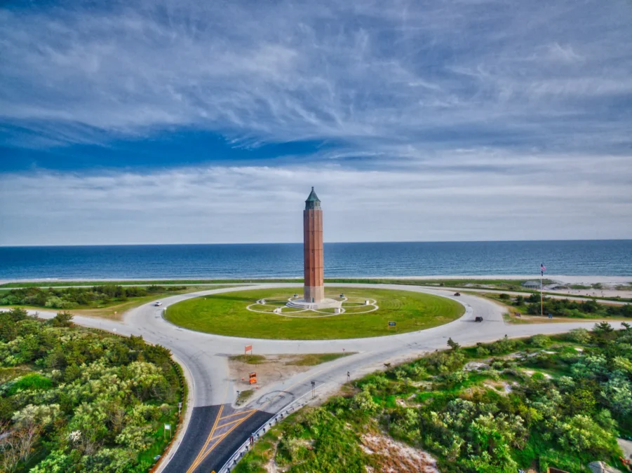 Robert Moses State Park 116 Robert Moses water tower on its roundabout near the Atlantic beach, Robert Moses State Park, New York