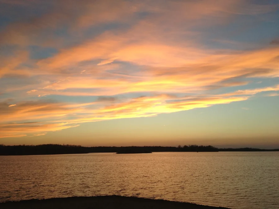 Sunset over the lake at Summit Lake State Park, Indiana