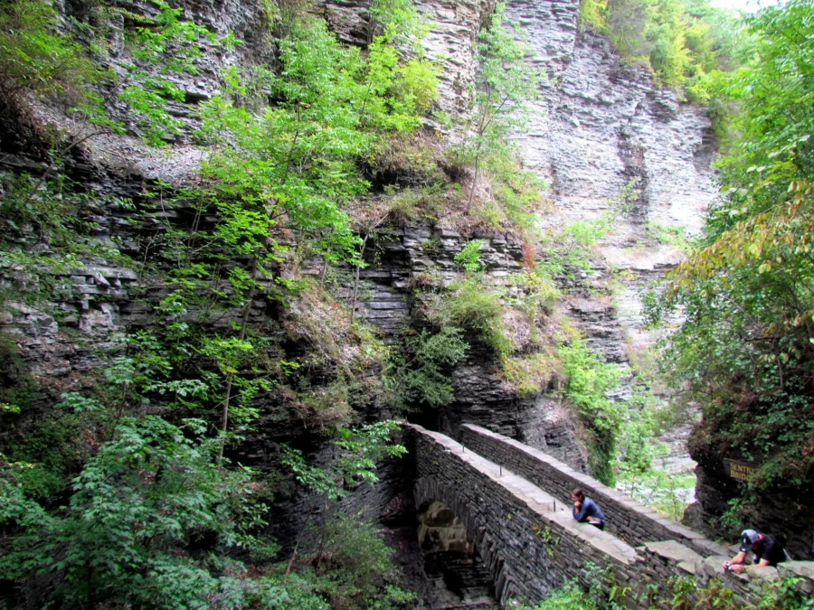 Watkins Glen State Park 142 Stone path along the shale walls of the gorge in Watkins Glen State Park, New York